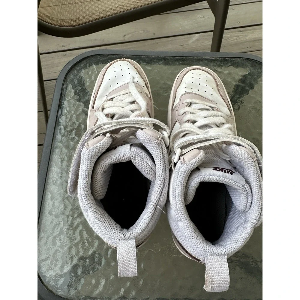 Nike Court Borough Mid 2 Kids Sneakers Girl's‎ Size 7Y White Pink